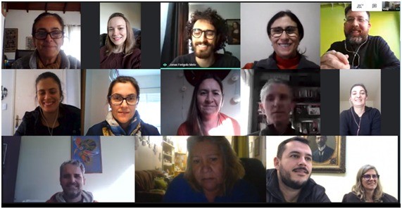 Servidores do APERS em reunião via Meet. Em pauta, registros e memórias da pandemia de Covid-19.
