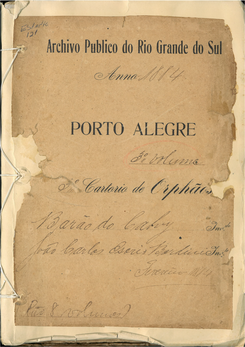 Capa do 3º volume do Inventário de Francisco Ferreira Porto, Barão do Cahy