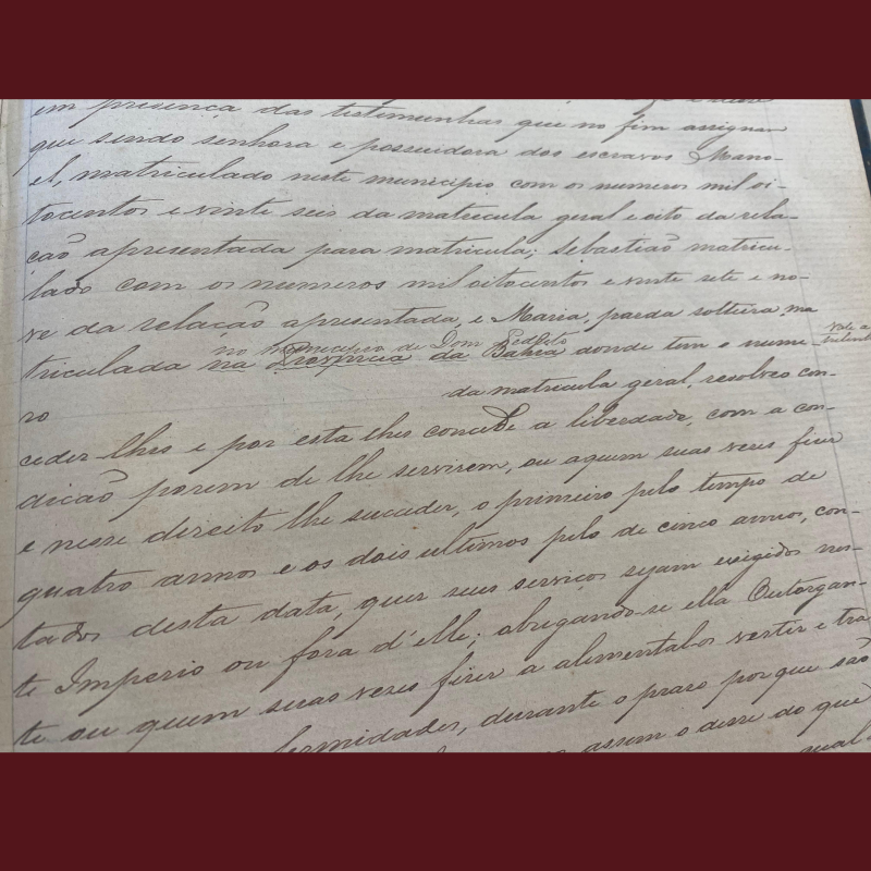 Carta de Alforria de Maria - Livro de Tabelionato - Bagé