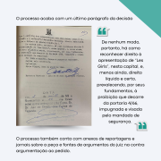 Descrição da imagem:
A imagem apresenta um documento oficial datado de 26 de abril de 1966. O documento trata da proibição da apresentação do espetáculo "Les Girls" em Porto Alegre. Abaixo do texto principal, há um espaço reservado para a data e assinatura do juiz responsável pela decisão. Ao lado do documento, há uma citação destacada que resume o conteúdo do último parágrafo da decisão judicial.

Texto presente na imagem:

"O processo acaba com um último parágrafo da decisão

De nenhum modo, portanto, há como reconhecer direito à apresentação de “Les Girls”, nesta capital, e, menos ainda, direito líquido e certo, prevalecendo, por seus fundamentos, a proibição que decorre da portaria 4/66, impugnada e visada pelo mandado de segurança.

O processo também conta com anexos de reportagens e jornais sobre a peça e fontes de argumentos do juiz na contra argumentação ao pedido."