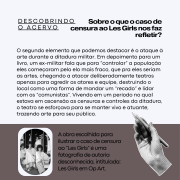 Descrição da imagem:
A imagem é composta por elementos visuais e textuais que abordam o tema da censura ao grupo 